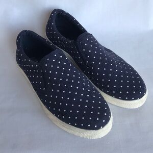 MIA Girl blue and white polka dot slip-on sneakers